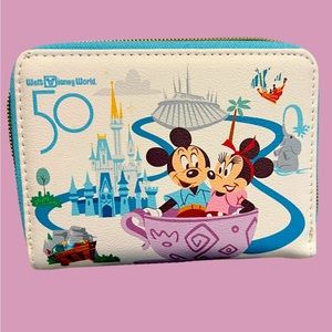 Loungefly Walt Disney World 50th Anniversary Wallet Mickey Minnie Mouse NWT
